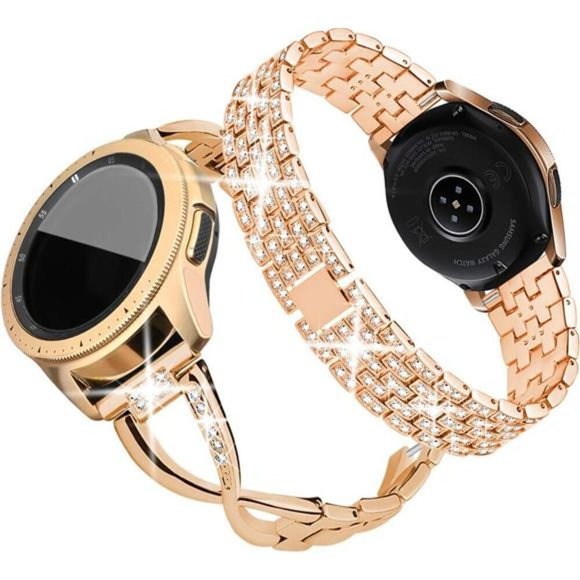 NEW 2 Pack Rose Gold Diamond Luxury Samsung Galaxy Watch Bands